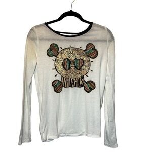 Stunning‎ Disney Villians Open Back Long Sleeve Authentic Shirt XS Tween Teen